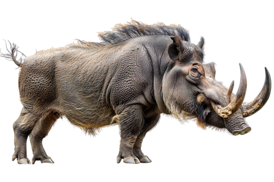 View from side of warthog isolated on white background, transparent background