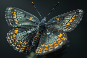 Obraz premium Close-up of a Dark Butterfly with Orange Spots