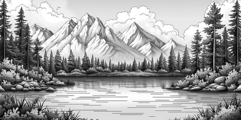 nature outline landscapes.stock image