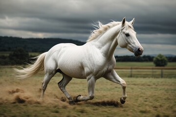 Fototapeta premium picture galloping white horse