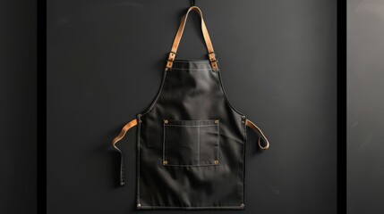 Dark background with a black apron mockup, ideal for displaying your design