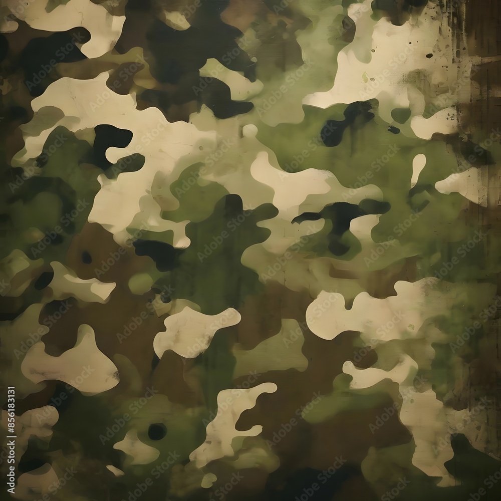 Wall mural 
army texture camouflage military uniform, modern khaki pattern - Wall murals