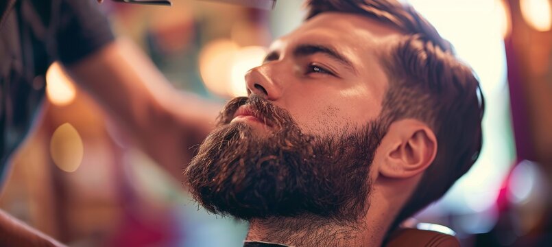 Stylish Beard Trim at Modern Barbershop - Professional Barber Using Scissors for Precise Grooming