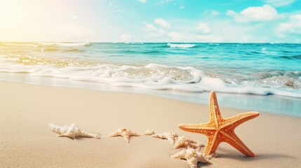 shells and starfish on beach