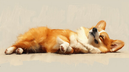 Dog is sleeping. corgi,comfort, meditation