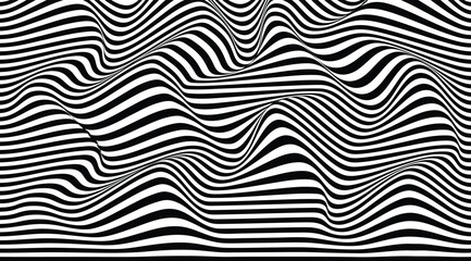Wave Lines monochrome texture Abstract Background. Vector Illustration