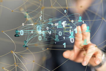 Abstract technology group and data 3d