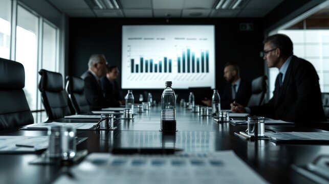 A 32k cel-shaded vector illustration of a business team discussing financial strategies around a table, with detailed charts and graphs displayed. The scene is highly detailed, capturing the