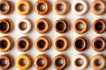 Repeating Pattern of Krispy Kreme Donuts in Bold Colors