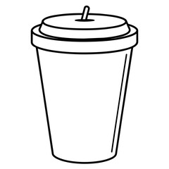 Coffee cup line art vector illustration