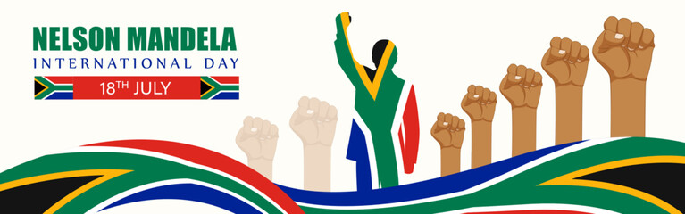 Vector illustration of Nelson Mandela International Day social media feed template