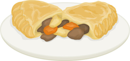 British Food Cornish Pasty Illustration
