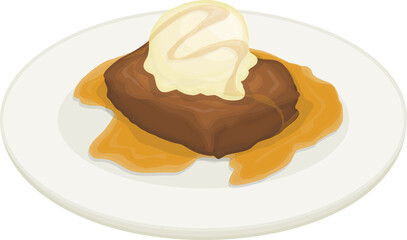British Food Sticky Toffee Pudding Illustration