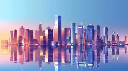 Cityscape Reflection at Dusk