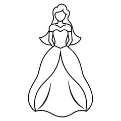 Princess Line Art Vector Illustration