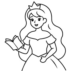 Princess Line Art Vector Illustration