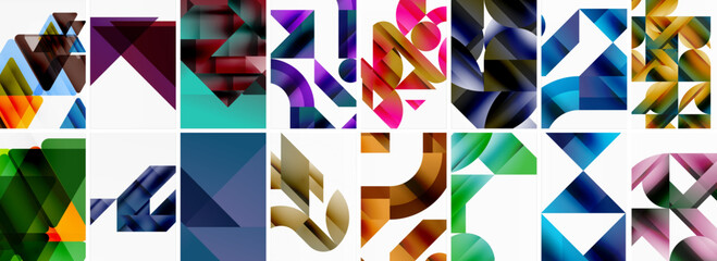 Triangles and circles abstract shapes templates set