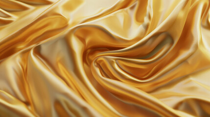 Obraz premium Gleaming golden fabric draped and folded to highlight its rich, luxurious texture, evoking elegance and sophistication.