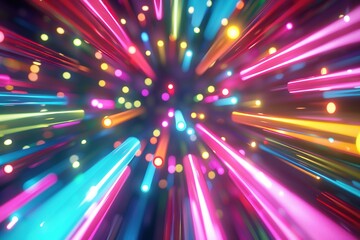 Neon lines, psychedelic explosion of colors .AI generated