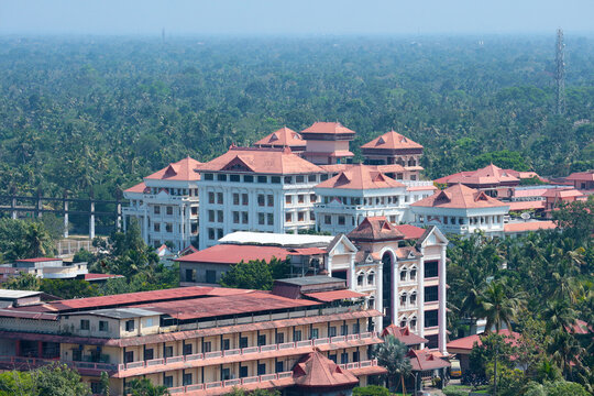 View of the Amrita Vishwa Vidyapeetham and Amrita School of Biotechnology buildings, Amritapuri, India, February 27, 2024    