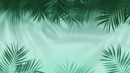 Tropical Leaf Shadows on a Soft Mint Background