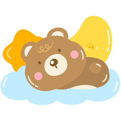 Baby bear sleeping on the cloud