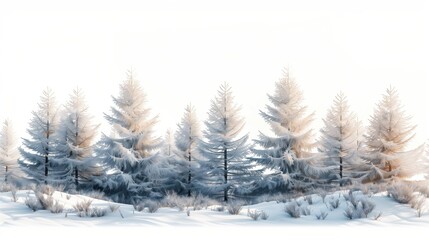 Fototapeta premium Snow-Covered Pine Trees in Winter Wonderland.