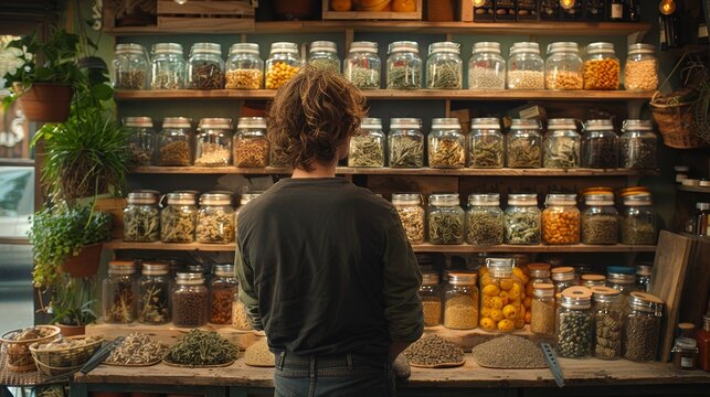Herbalist at Work in a Cozy Shop Generative AI