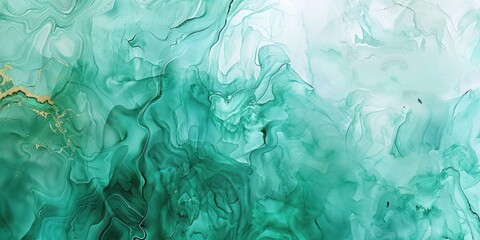 Naklejka premium Delicate fluid abstract painting in light green tones, showcasing a soft and tranquil visual experience with intricate patterns.
