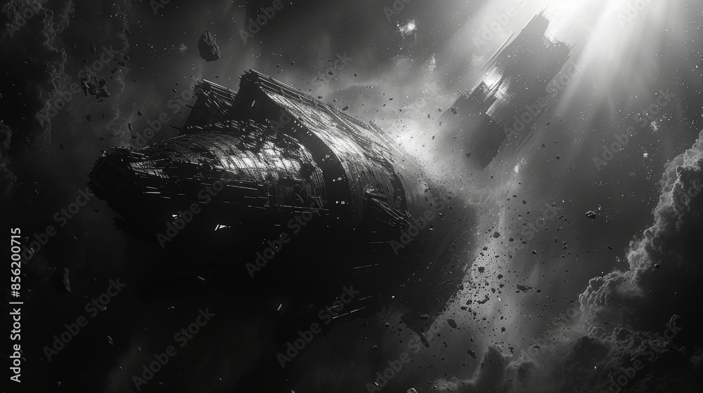 Wall mural Cosmic Isolation: A Haunting Scene in the Void of Space Generative AI