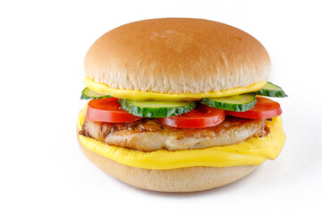 Hamburger placed on a white background