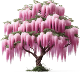 Wisteria pink tree clipart transparent background	