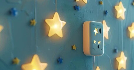 Stars flicked off by light switch, symbolizing the need for energy conservation and environmental awareness Carbon footprint reduction