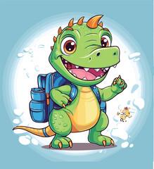 Vector cute trex dinosaur wearing a graduation hat and a lot of book illustrations with AI © Hiron