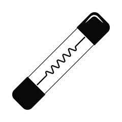 Electrical fuse vector icon. Safety component with realistic design elements. For technical illustration. Black silhouette.