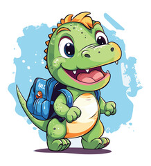 Vector cute trex dinosaur wearing a graduation hat and a lot of book illustrations with AI © Hiron