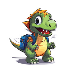 Vector cute trex dinosaur wearing a graduation hat and a lot of book illustrations with AI © Hiron