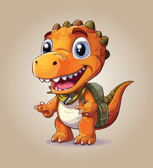 Vector cute trex dinosaur wearing a graduation hat and a lot of book illustrations with AI © Hiron