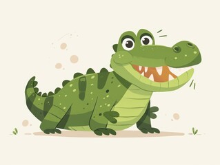Naklejka premium Adorable Crocodile on White Background for Kids Generative AI