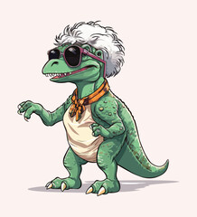 Vector cute trex dinosaur wearing a graduation hat and a lot of book illustrations with AI © Hiron