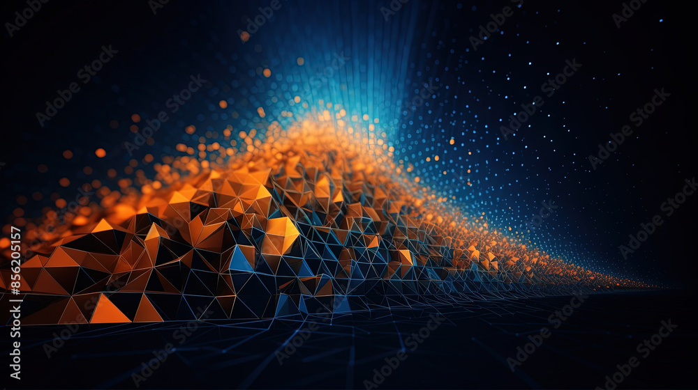 Poster Abstract background with structure of neon triangles and technology style.