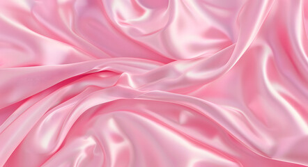 Obraz premium Pink satin fabric background with soft folds and waves
