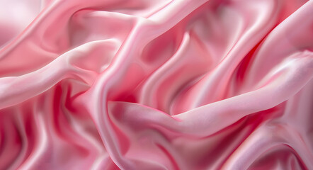 Obraz premium Pink satin fabric background with soft folds and waves