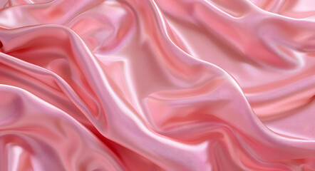 Obraz premium Pink satin fabric background with soft folds and waves