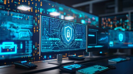 Obraz premium Digital cybersecurity concept