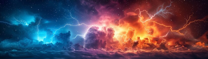 Vivid lightning bolt during a nighttime storm