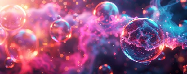 Vibrant energy spheres with neon effects