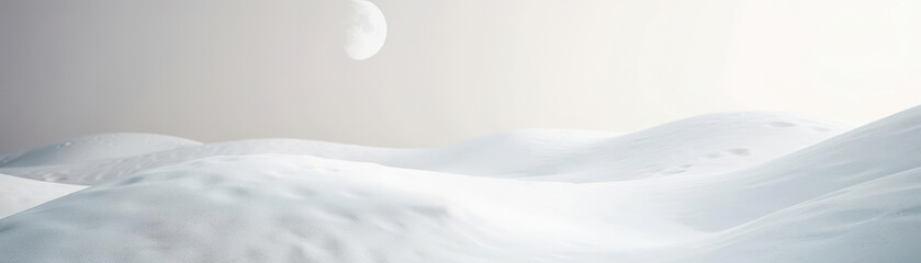 Obraz premium Low-angle view, astronaut floats above the moons surface, minimalist design, soft neutral color palette, crisp lines, watercolor texture, serene and awe-inspiring scene