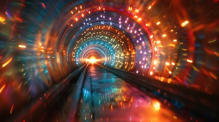 Obraz premium Swirling lights in an abstract tunnel effect