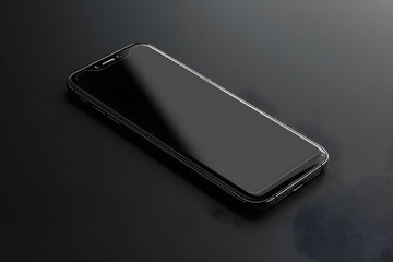 A sleek smartphone with a clean, minimalist design, isolated on a solid black background, emphasizing its modern features 